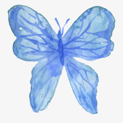 蓝色的手绘彩绘水彩蝴蝶矢量图素材