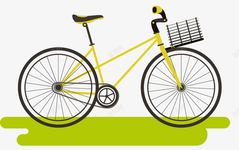 黄色带篓子的单车png免抠素材_88icon https://88icon.com 单车 带篓子 时尚单车 时尚的自行车 潮流单车 自行车