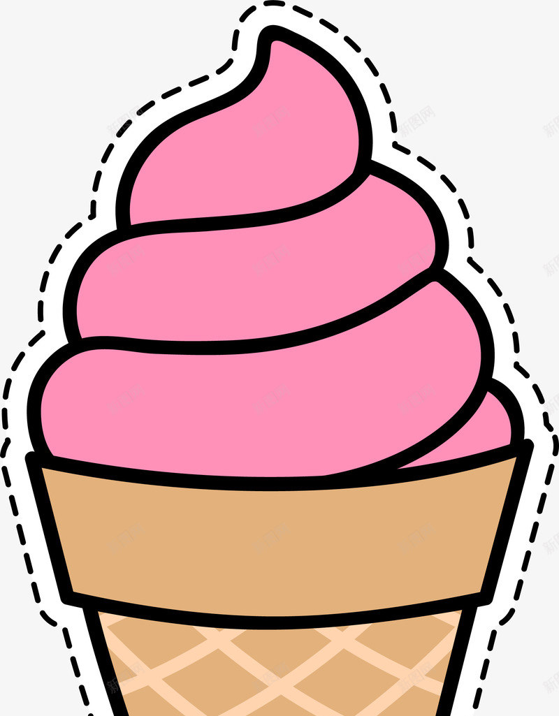 卡通冰淇淋甜筒贴纸png免抠素材_88icon https://88icon.com 冰淇淋 卡通 女生贴纸 时尚潮流 甜筒 矢量图案