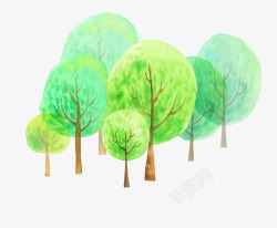 手绘油画树木绿树素材