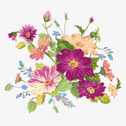 母亲节唯美水彩绘花朵插画装饰矢量图素材