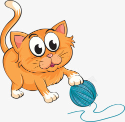 猫舍卡通橙色玩线团的猫咪矢量图高清图片