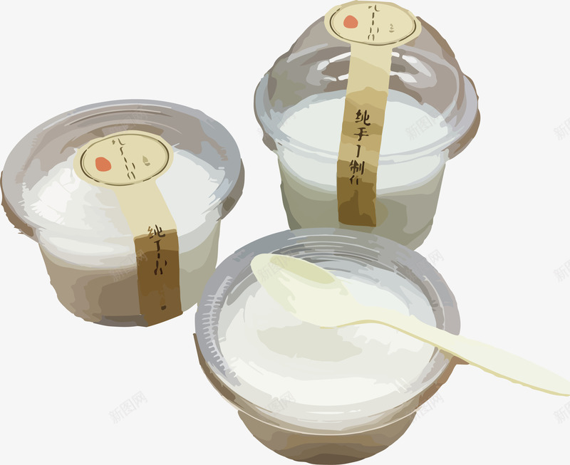 各种款式的酸奶盒矢量图ai免抠素材_88icon https://88icon.com 勺子 各种款式的酸奶盒 圆孔球款 塑料 平款 透明 酸奶盒 矢量图