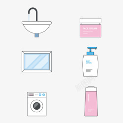 家用生活用品洗面奶洗衣机洗发露矢量图素材