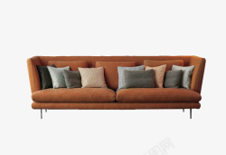 条纹枕头棕色高级沙发实物高清图片