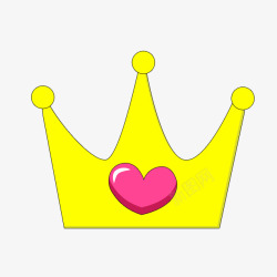 手绘黄色爱心标志皇冠素材
