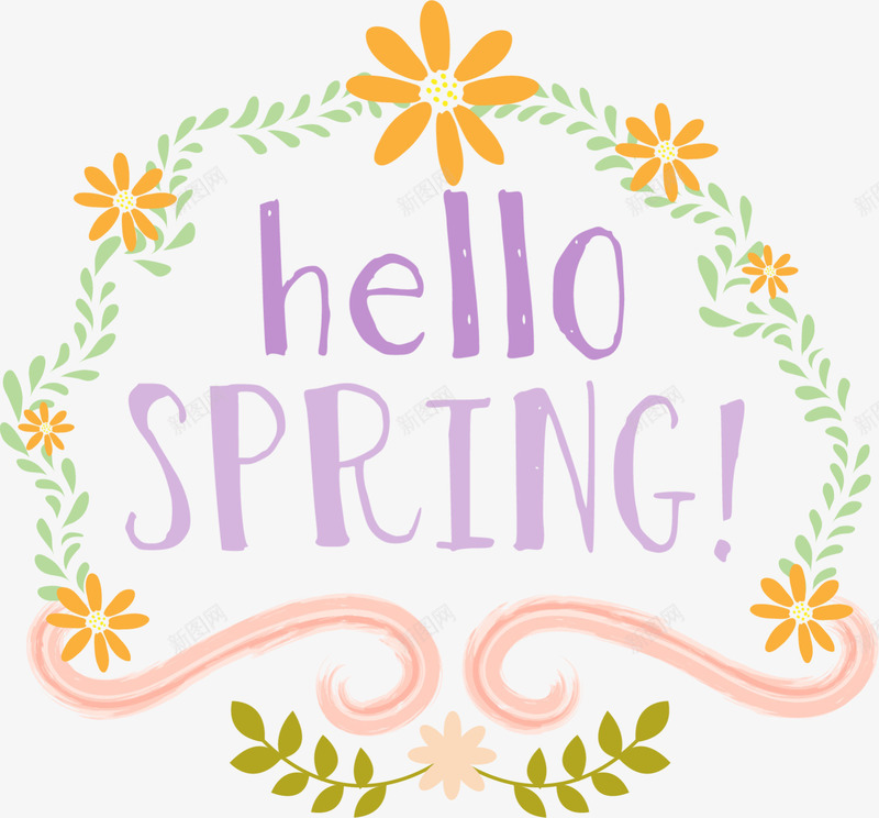 你好春天花藤标签png免抠素材_88icon https://88icon.com 你好春天 春天 春季 春日 绿化 自然 花藤标签