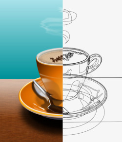 咖啡创意宣传海报素描素材