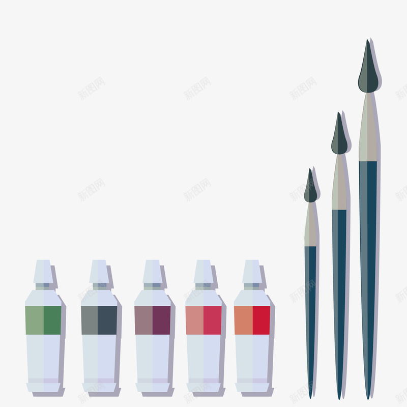 手绘卡通绘画材料毛笔颜料png免抠素材_88icon https://88icon.com 卡通毛笔 卡通颜料 水彩画颜料 画画 绘画材料 绘画用具