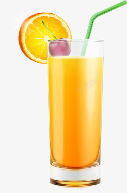 橙色卡通果汁素材