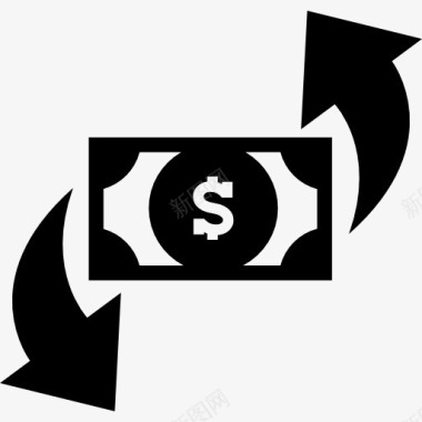 美元的钱有两个旋转箭头商业标志图标图标