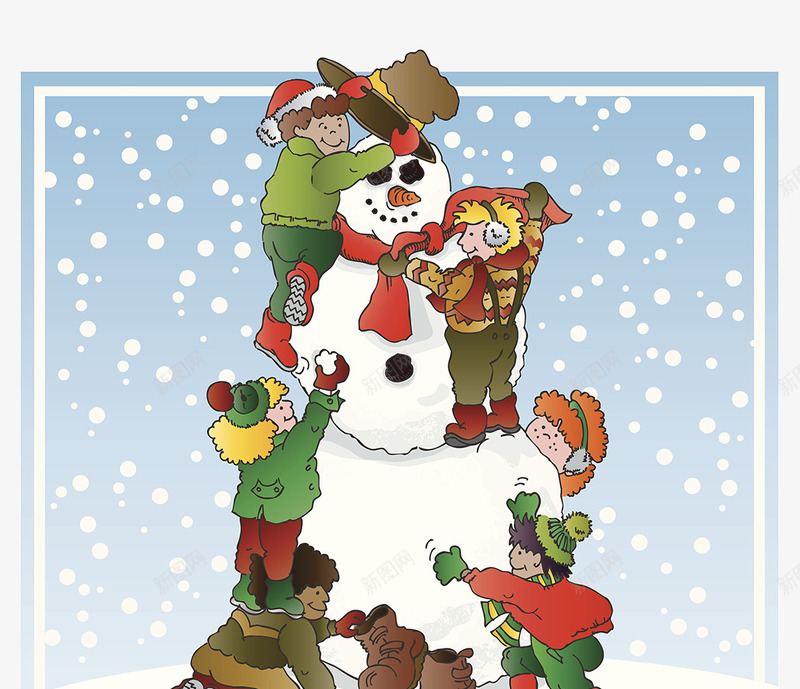 圣诞节堆雪人png免抠素材_88icon https://88icon.com 圣诞之夜 圣诞大促 圣诞快乐 圣诞树 圣诞礼物 堆雪人 小孩子 插画卡通 海报设计 玩耍 节日气氛 雪人