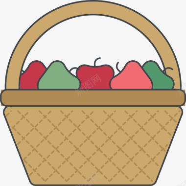 水果篮卡通水果篮生活图标矢量图图标