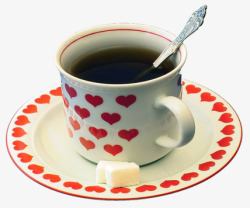 红色心形装饰咖啡杯子素材