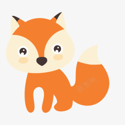 卡通扁平化橙色的小狐狸矢量图素材