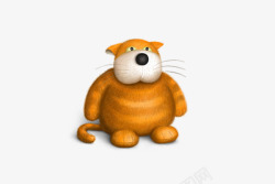 毛绒橙色小猫卡通素材