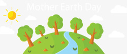 绿树河流地球日横幅矢量图素材