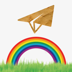 飞翔彩虹上的纸飞机素材