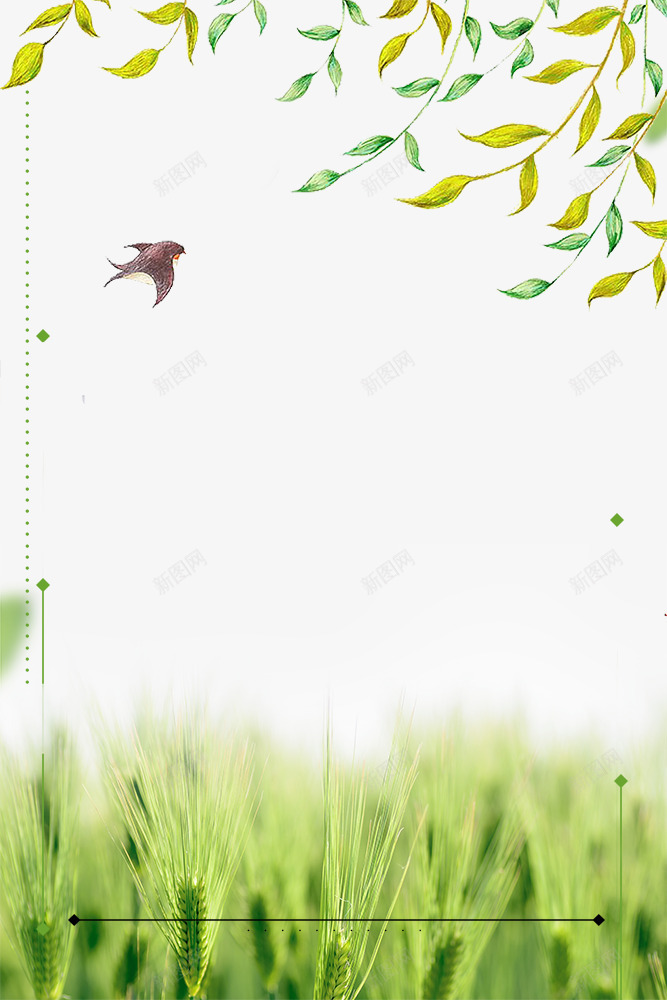 春季手绘草叶子装饰边框psd免抠素材_88icon https://88icon.com 叶子装饰 大自然景色 手绘 春季 春色 树木装饰 植物装饰 花朵装饰