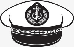 卡通黑白海军帽子素材