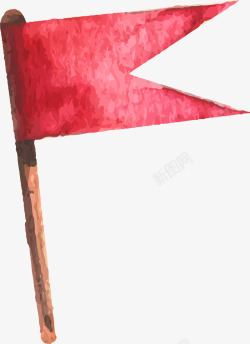 儿童手绘红色旗子素材