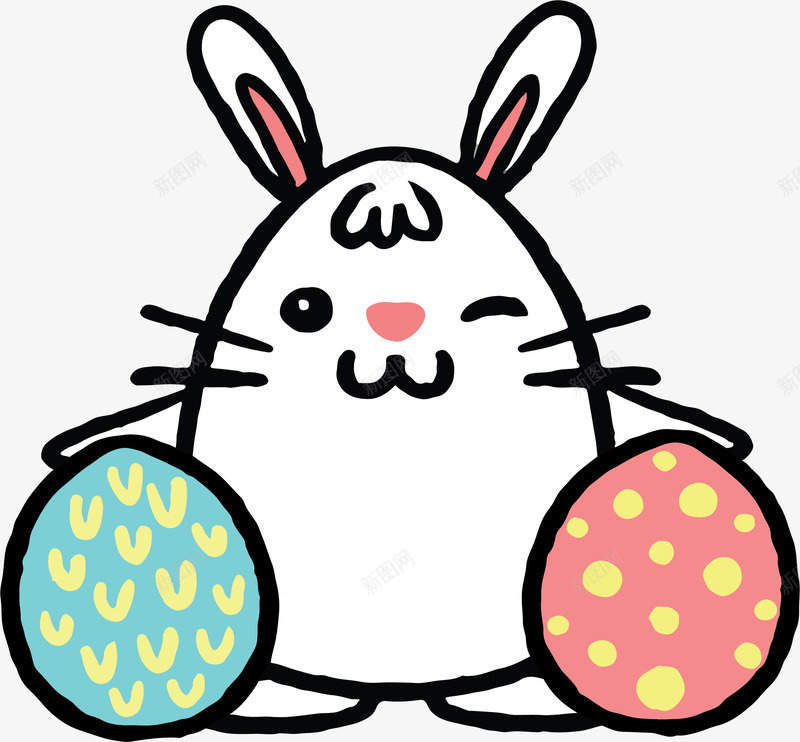 可爱眨眼的复活节兔子矢量图ai免抠素材_88icon https://88icon.com 可爱兔子 复活节 复活节兔子 彩色彩蛋 彩蛋 矢量png 矢量图