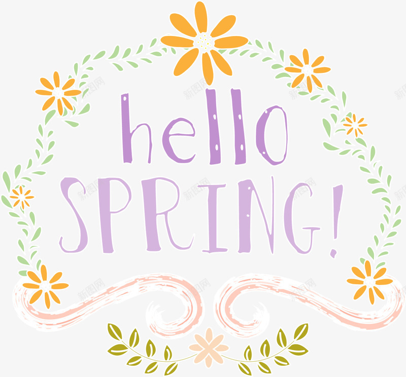 你好春天花藤标签png免抠素材_88icon https://88icon.com hello spring 你好春天 春季 花藤标签 藤蔓 鲜花