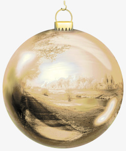 棕色景色圣诞彩球素材