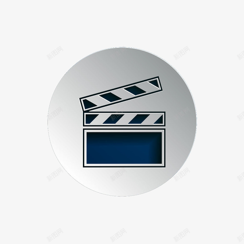 蓝色的打板器png免抠素材_88icon https://88icon.com 场景 场记板 影视制作 打板 打板器 条纹 电影 蓝色 黑色