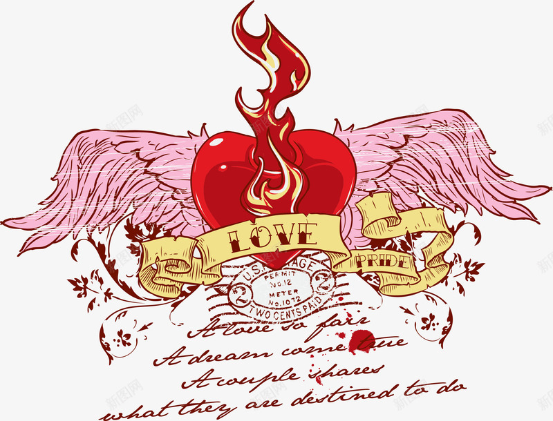 翅膀红心印花背景psd免抠素材_88icon https://88icon.com T恤印花 印花图案 服装印花 红心印花背景 翅膀