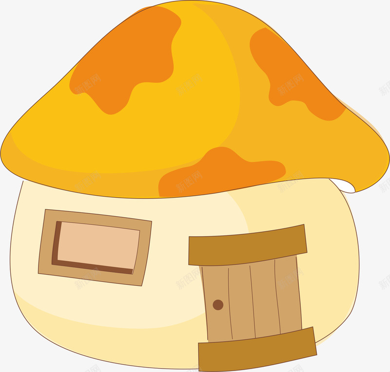 橙色蘑菇房矢量图ai免抠素材_88icon https://88icon.com ai 卡通 可爱 手绘 橙色 线条 蘑菇 矢量图