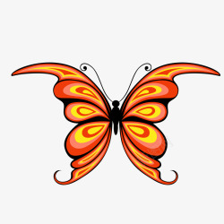 卡通橙色的蝴蝶矢量图素材