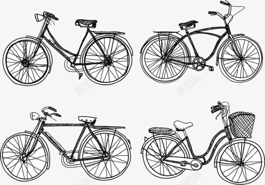 各种自行车简笔画图标图标
