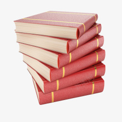 红色旋转层叠的一叠书实物素材