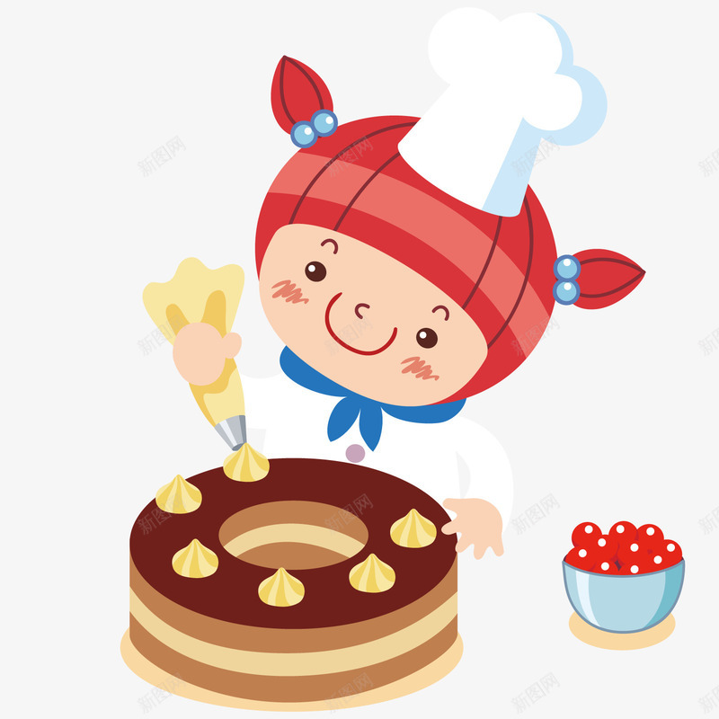 做蛋糕的女孩矢量图ai免抠素材_88icon https://88icon.com 做蛋糕 卡通 女孩 矢量图