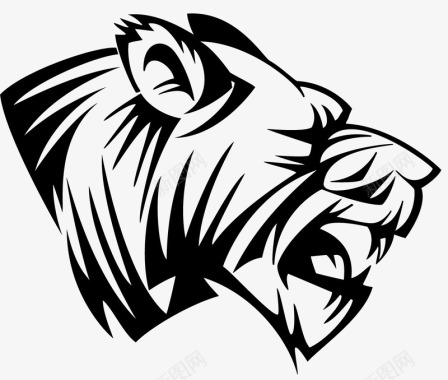 黑白风格狮子头纹身图标图标