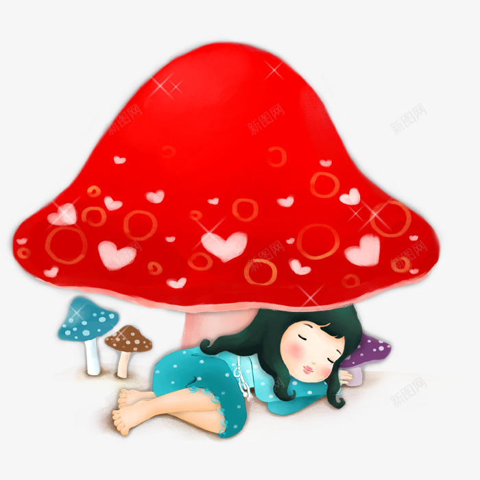 卡通蘑菇下睡觉的小女孩png免抠素材_88icon https://88icon.com 创意插画 国际睡眠日 小女孩 手绘 植物 熟睡少女 睡觉 蘑菇