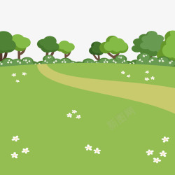 绿色的草地郊外的风景矢量图素材