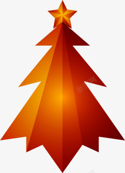 橙色闪耀星星圣诞树素材