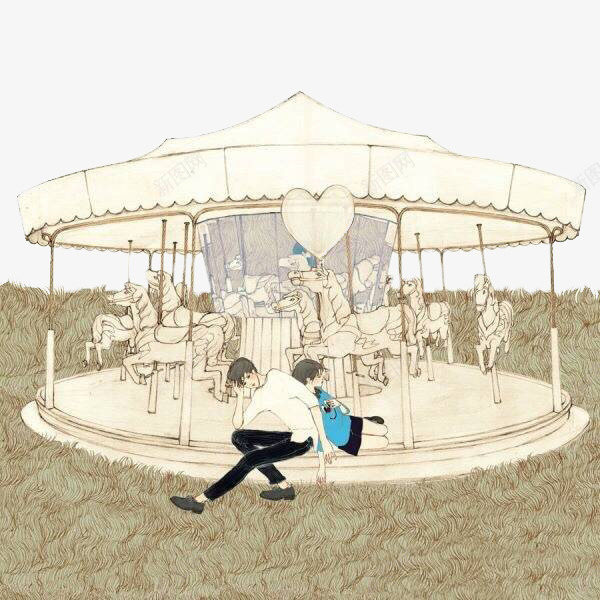 旋转木马下的情侣png免抠素材_88icon https://88icon.com 情侣 旋转木马 爱情 米色