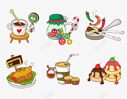 手绘感恩节食物手绘食物类图标图标