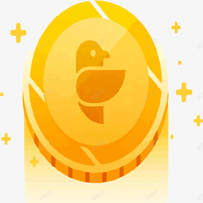 黄色金币矢量图eps免抠素材_88icon https://88icon.com 矢量素材 金币png 金色 鸟儿印花 矢量图