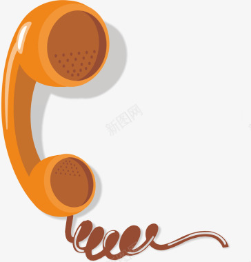 橙色红色大背景电话电话卡通电话橙色电话图标图标