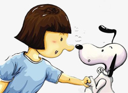 白色女孩人和狗狗握手高清图片