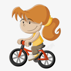 卡通骑自行车的女孩矢量图素材