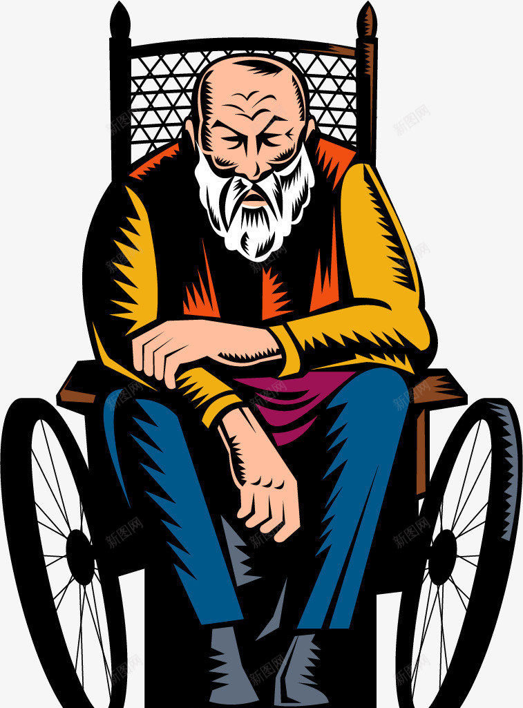 彩绘轮椅老人png免抠素材_88icon https://88icon.com 坐轮椅的老人 彩绘 残疾 老人 轮椅