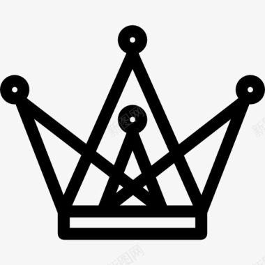 王冠由三角形和圆形轮廓图标图标