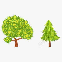 绿色环保树景观植物手绘水彩卡通树木矢量图高清图片