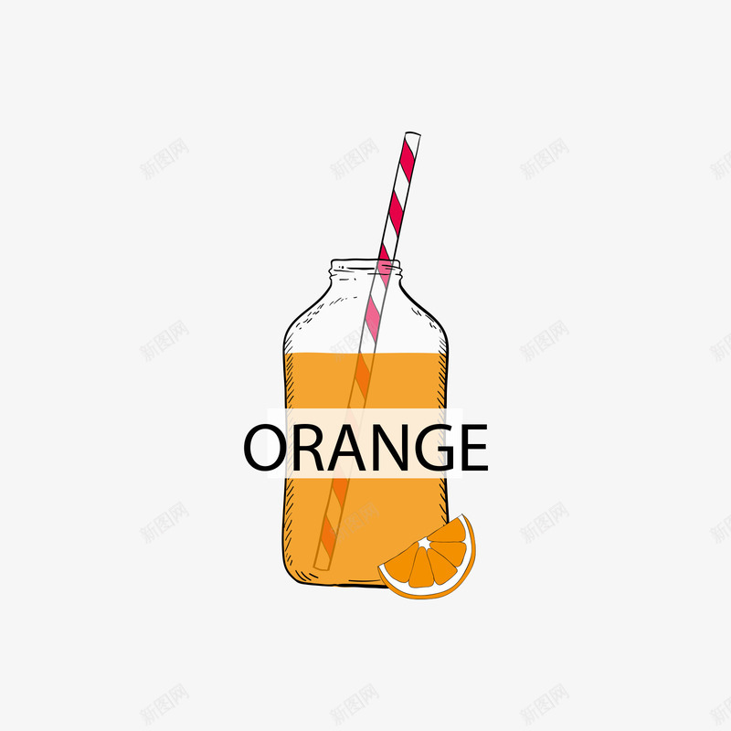橙色橘子果汁矢量图ai免抠素材_88icon https://88icon.com 橘子 橘子果汁 橙色 橙色果汁 英文 黑色 矢量图
