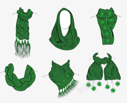 多款式清新绿色女士围巾合集素材